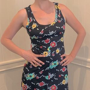 Vintage 80s Primary Floral Strappy Maxi Dress